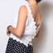 Retro Tank Top with Floral Applique in Bright White - medium med large lg