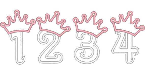 cute princess birthday crown numbers instant download machine