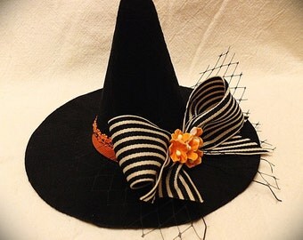 Mini Witch Hat with Bow and Flowers
