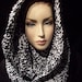 Infinity Loop Circle Scarf in Black,White Crocheted Cowl Neck and Head Warmer Scarf Ready to Ship made with double yarns