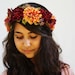 Fall Floral Crown - Saffron and Burgundy - Buddhist Monk Robes, Late Summer, Flower Crown. Autumn Weddings, Festivals, Mustard.