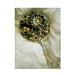 Hand Held Mirror, Recycled Vintage Jewelry/ Buttons Fantasy Art Mirror , Dragonfly In The Midnight Garden, Featured On Etsy's Front Page,
