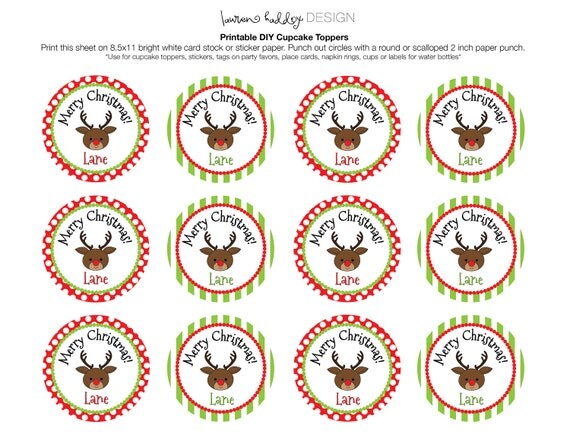 DIY Personalized Rudolph Merry Christmas favor tags