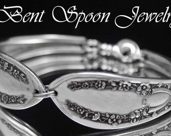 Spoon Bracelet, Spoon Jewelry, Silverware Jewelry, Silverware Bracelet, Garrick 1908