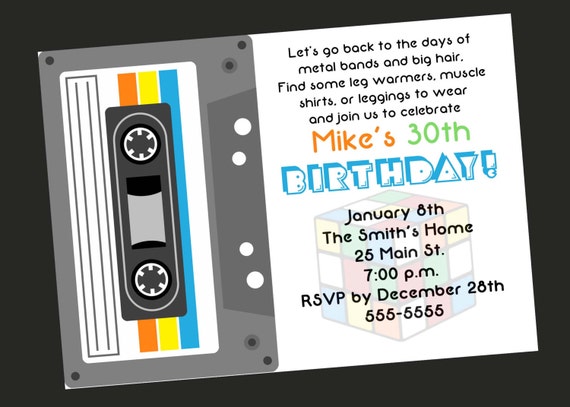 80 Themed 30Th Birthday Party Invitations 8