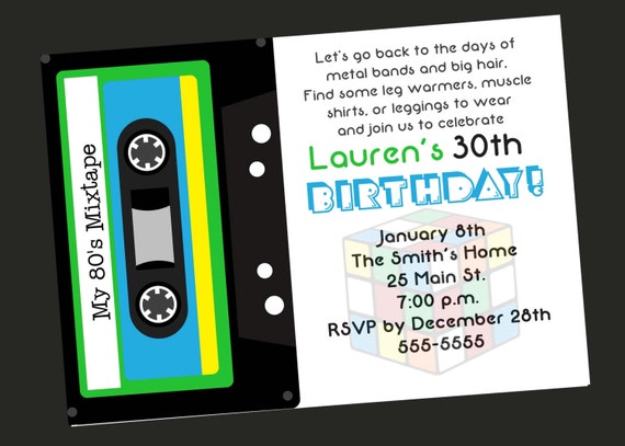 80 Themed 30Th Birthday Party Invitations 3