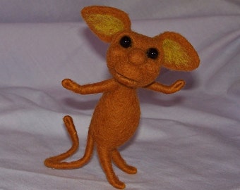 Needle Felted Brown Fantasy Mouse Creature - Free Shipping to US and Canada