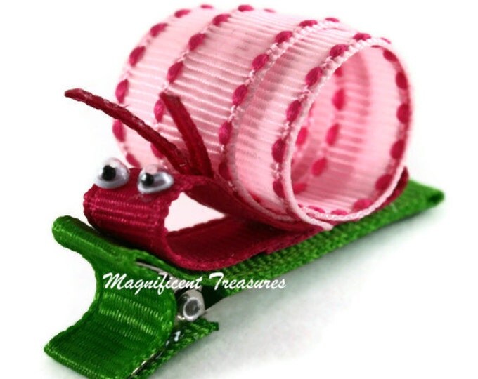 Pink Snail Ribbon Sculpture Hair Clip