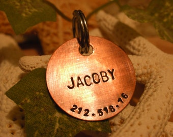 Copper Handstamped Pet ID Tag - Traditional Charm