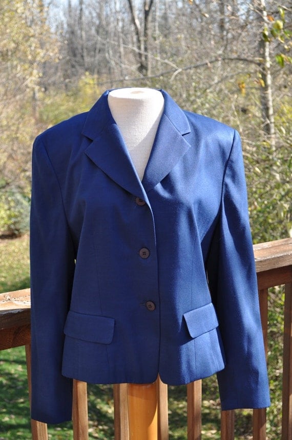 Vintage Pendleton Blazer Womens Navy Blue Suit Coat Jacket