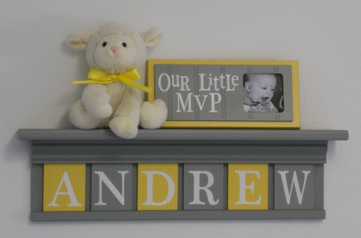 Baby Boy Room Decoration Name Nursery Decor Shelf Gray with