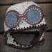 Baby Crocheted Aviator Hat with Goggles Natural Fleck Color Newborn Baby Aviator Hat