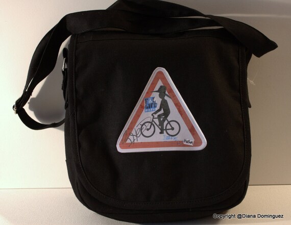 Photo Messenger Bag- Bike Sign from Paris Photo Black Canvas Tote Bag