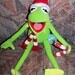 Vintage 15 inch Tall Plush Kermit the Frog Muppet Doll - Winter -