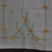 Hand embroidered Dresser Scarf Linens yellow orange vintage antique 14x37
