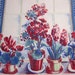 1950s Kitchen Towel - Flower Pots on Window Sill - Vintage Cotton Kitchen Towel
