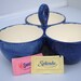 Ceramic Caddy with three bowls - hand painted Sapphire Blue with white speckles