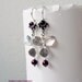 Garnet cabochon, freshwater pearl and sterling silver floral dangle earrings with jeweled earwires in garnet cherry red - Ruby flowers