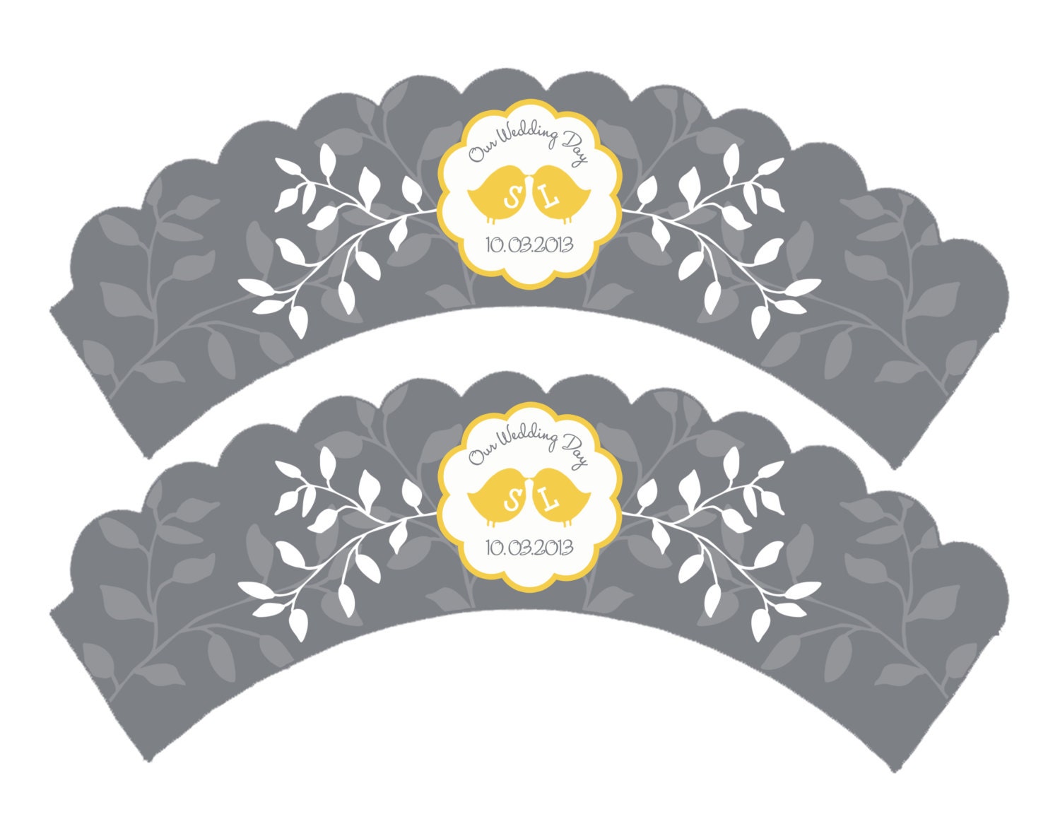 Printable Cupcake Wrapper Custom Love Birdie Wedding Cupcake