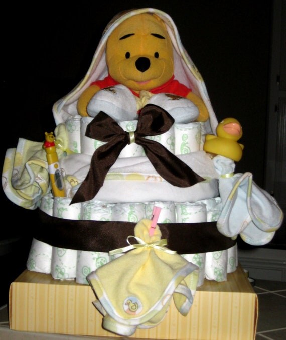 Items similar to Custom Winnie the Pooh Diaper Cake on Etsy