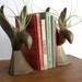 Vintage Metal Bookends - Vintage Brass Book End - Metal Bird / Brass Animal Succulent Pot , Holder