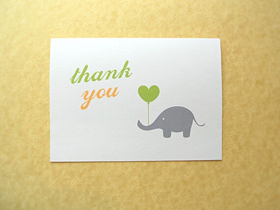 Elephant Thank You Cards Baby Shower Thank You Cards Yellow