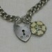 English Sterling Charm Bracelet: Tudor Rose & Heart Lock, 1947