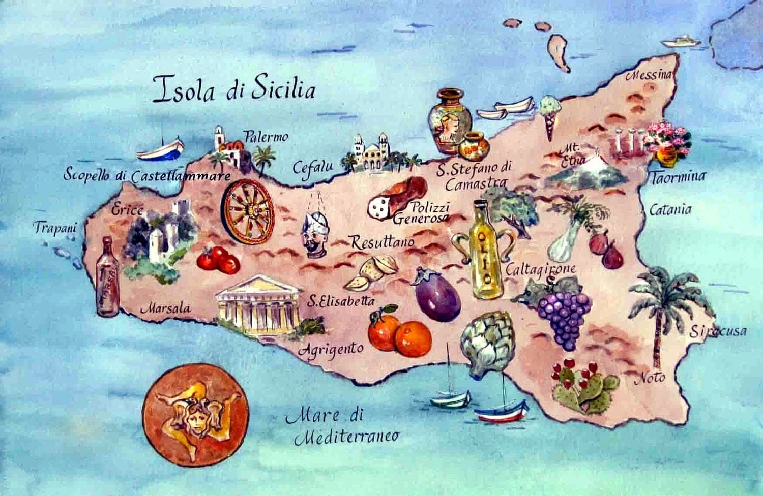 Map of the Island of Sicily Italy - Il Fullxfull.358817503 6x65