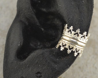 Triple Crown Ear Cuff - Sterling Silver - SINGLE SIDE
