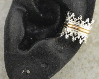 Crown Ear Cuff - Sterling Silver and Gold Filled - Single Side or Pair