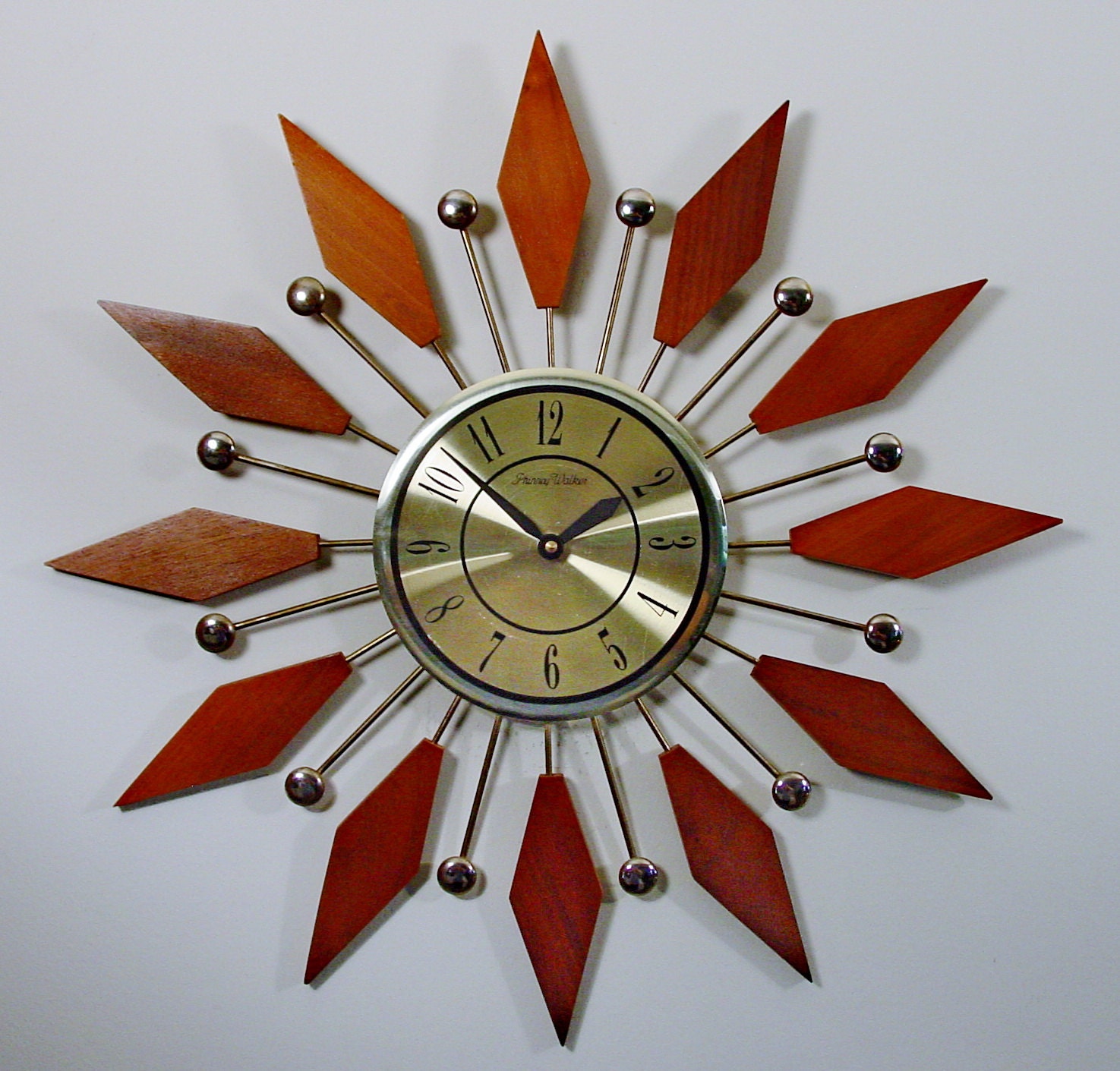 Mid Century Modern Starburst Clock 1960s Sunburst Clock Mod