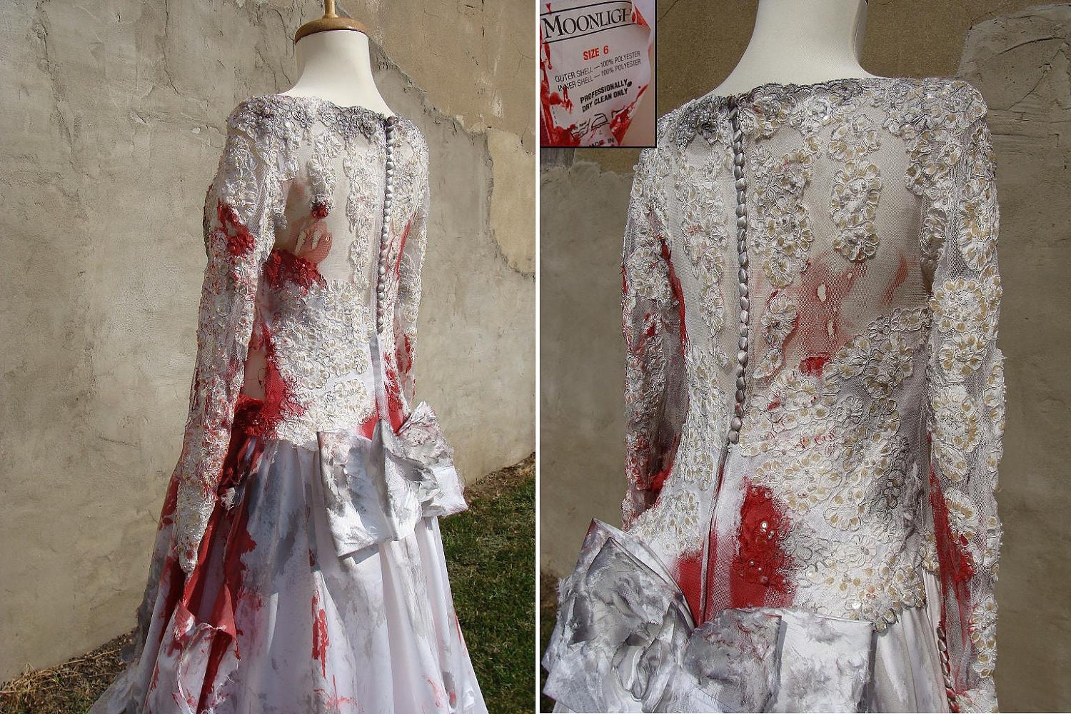 Custom Made Bloody Zombie Corpse Bride Wedding Dress Gown