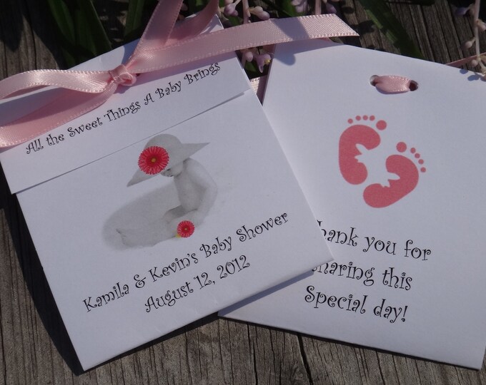 Sweet and Adorable Baby Girl with her Gerber Hat Baby Shower Tea Bag Favors Baby Sprinkle Sulu Gifts CIJ