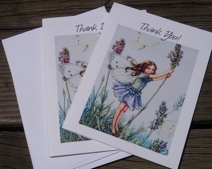 Garden Fairy Birthday or Baby Shower Invitations or Thank You Cards