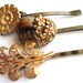 Autumn Brown Hair Accessories Vintage Jewelry Gold Bobby Pins Clips