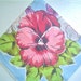 New Linen Hankie Giant Pink Pansies Vintage Handkerchief with Label