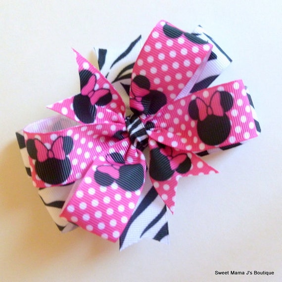 Minnie Mouse and Zebra Double Layer Hair Clip (Set of 2)