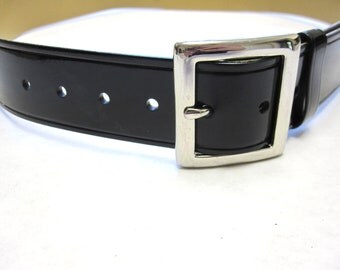 Wide Black Cinch Belt Vintage Shiny 80s Fashion Size M Medium