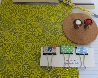 SALE, SALE, SALE! Desk Set--Lg. Decorative Clipboard--Yellow and Grey Damask--Black Flowers