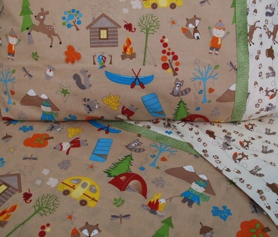 Forest animals nursery Toddler bedding camping crib sheet set