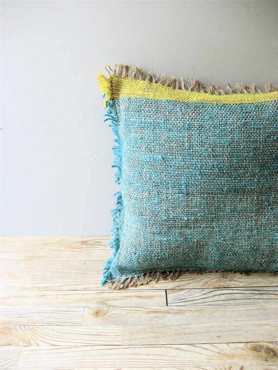 Woven Jute Pillow throw Pillow Color Block