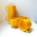 Mod Retro Harvest Gold Pedestal Mugs Set of 6 Plastic Melamine 1960s