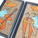 Calypso Gravel Art Wall Hangings Guitar and Bongo Drum Musicians Mid Century Mod Retro 1960s Kitschy Decor