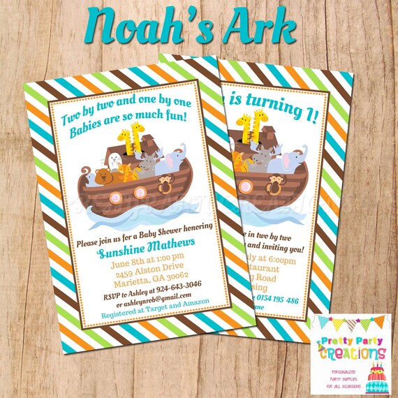 NOAH39;S ARK baby shower/birthday invitation  YOU Print by Pretty Party 