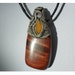 Red Tigers Eye Pendant with Yellow Jasper and Amethyst inset - RTE10