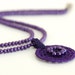Crocheted Necklace Purple Glass Pearl OOAK Boho Minimalist Grapes Eggplant Circle Unique Jewelry