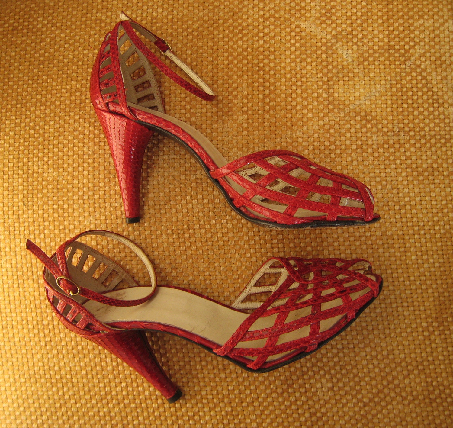 leather lattice sandals