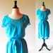 Summer dress / 80s dress / turquoise dress / XS / beach dress