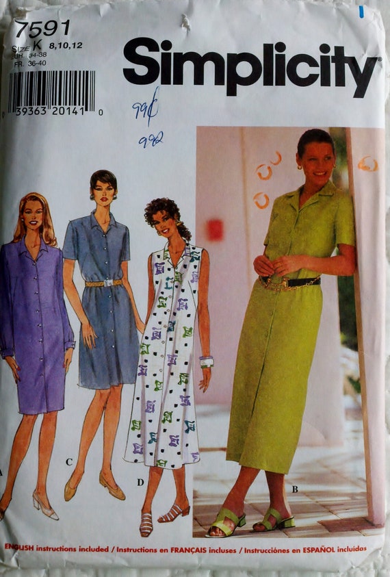 Items similar to Womens Sewing Pattern Button Down Dress Sleeveless