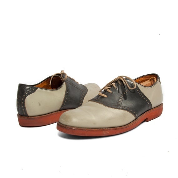 Men's Saddle Shoes in Two Tone Slate Grey and Navy Blue